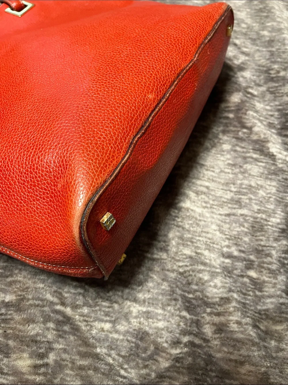 kate spade Rusty Orange Pebbled Leather Tote with Gold Hardware